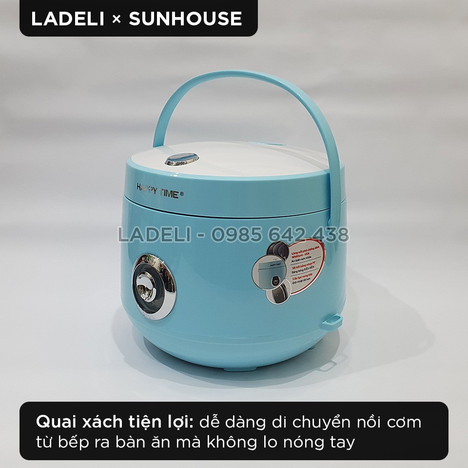 Nồi cơm điện 1.2L SUNHOUSE HappyTime HTD8522G chống bỏng | BigBuy360 - bigbuy360.vn
