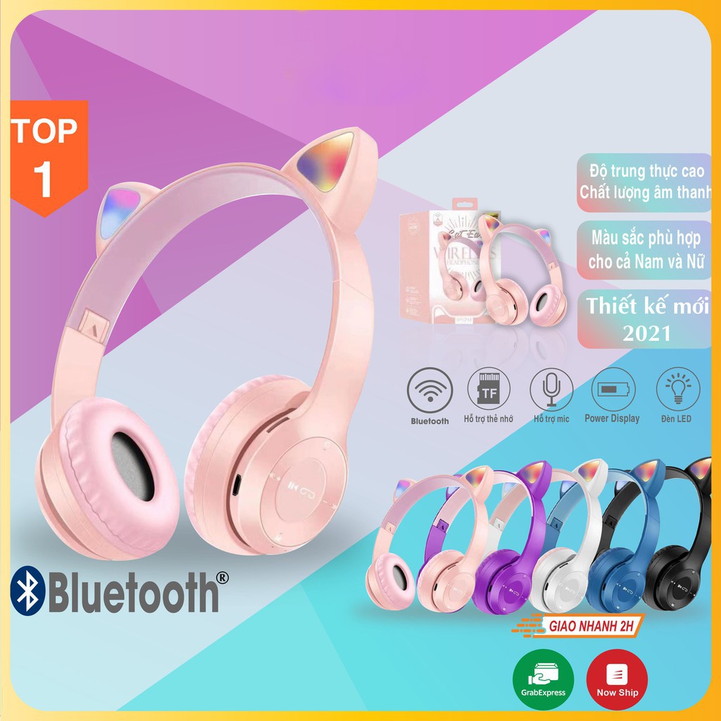 Tai Nghe Mèo Bluetooth , Headphone Tai Mèo Dễ Thương Có Mic,Âm Bass Mạnh Mẽ Và Dung Lượng Pin Khủng 400mAh casealph