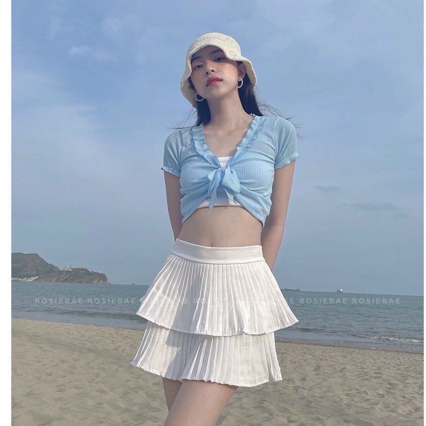 Áo Croptop Nơ Ngực GenY - Áo Croptop Kiểu Cột Thắt Nơ Trươc Ngực Siêu Xinh, Chất Vải Len Tăm Mềm Mịn | BigBuy360 - bigbuy360.vn