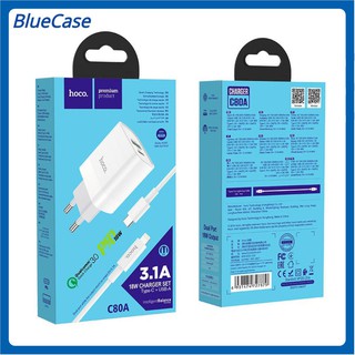 Bộ sạc+ cáp hoco c80a kèm cáp sạc type c to lightning - hỗ trợ sạc nhanh qc3.0 pd 18w