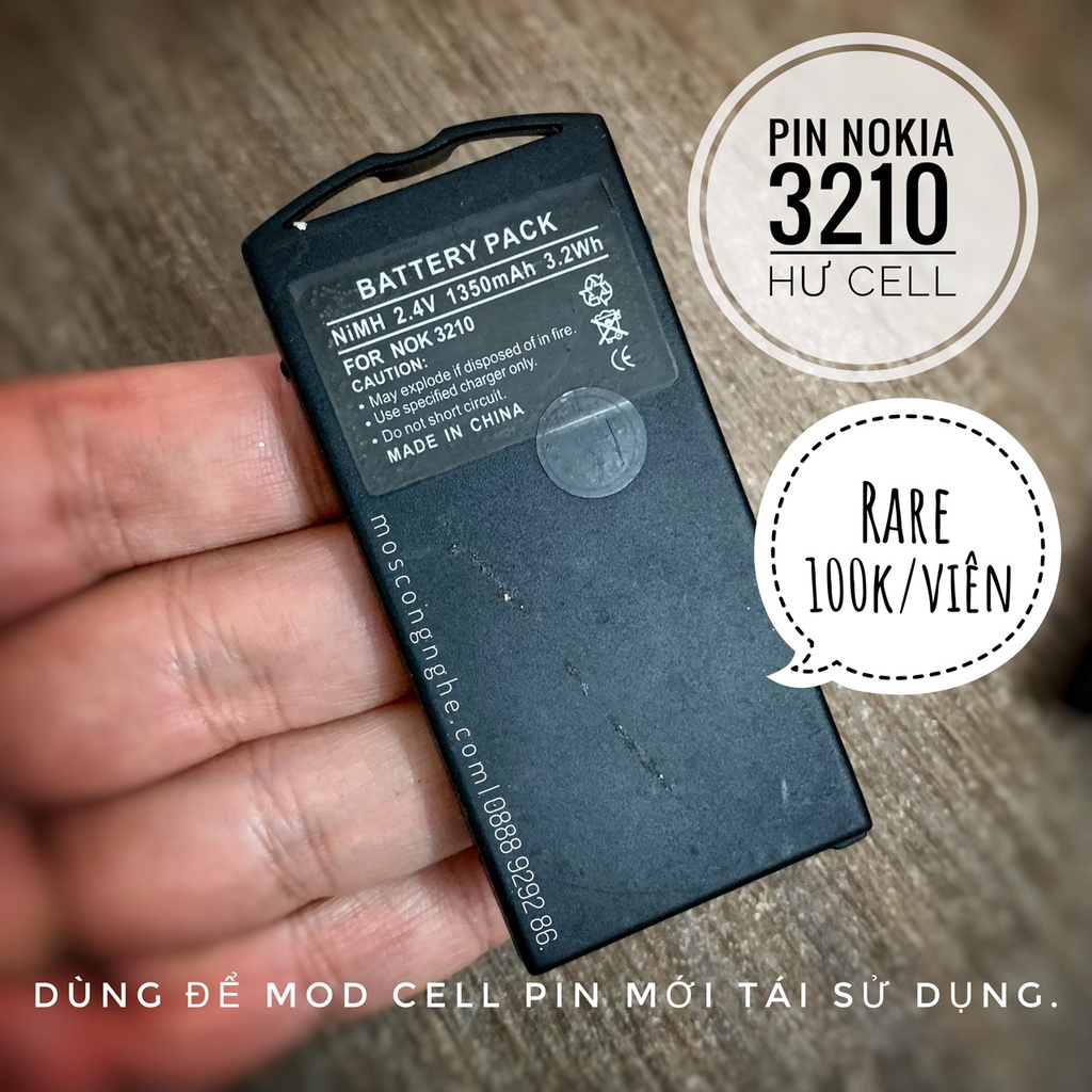 Pin Nokia 3210 siêu hiếm | Loại đã hư cell | Dùng để MOD cell pin mới phục hội pin cho Nokia 3210.