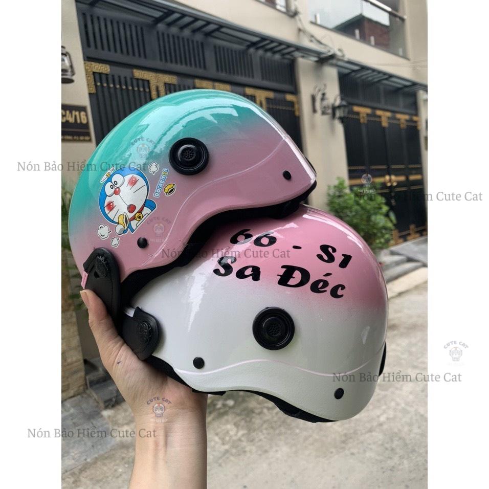 Nón Bảo Hiểm Dán Sticker Cute, Nhựa ABS Cứng Cáp Giao Màu Ngẫu Nhiên CUTE CAT