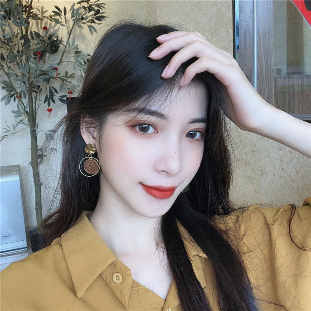 Bông Tai Bất Đối Xứng Hình Khuôn Mặt Độc Đáo Thời Trang