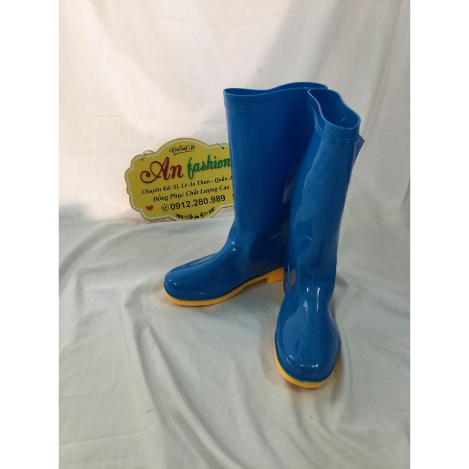 Ủng Cao Su Xanh Đế Vàng Đi Mưa, Làm Vườn, Lao Động _ Hình Chụp Thật