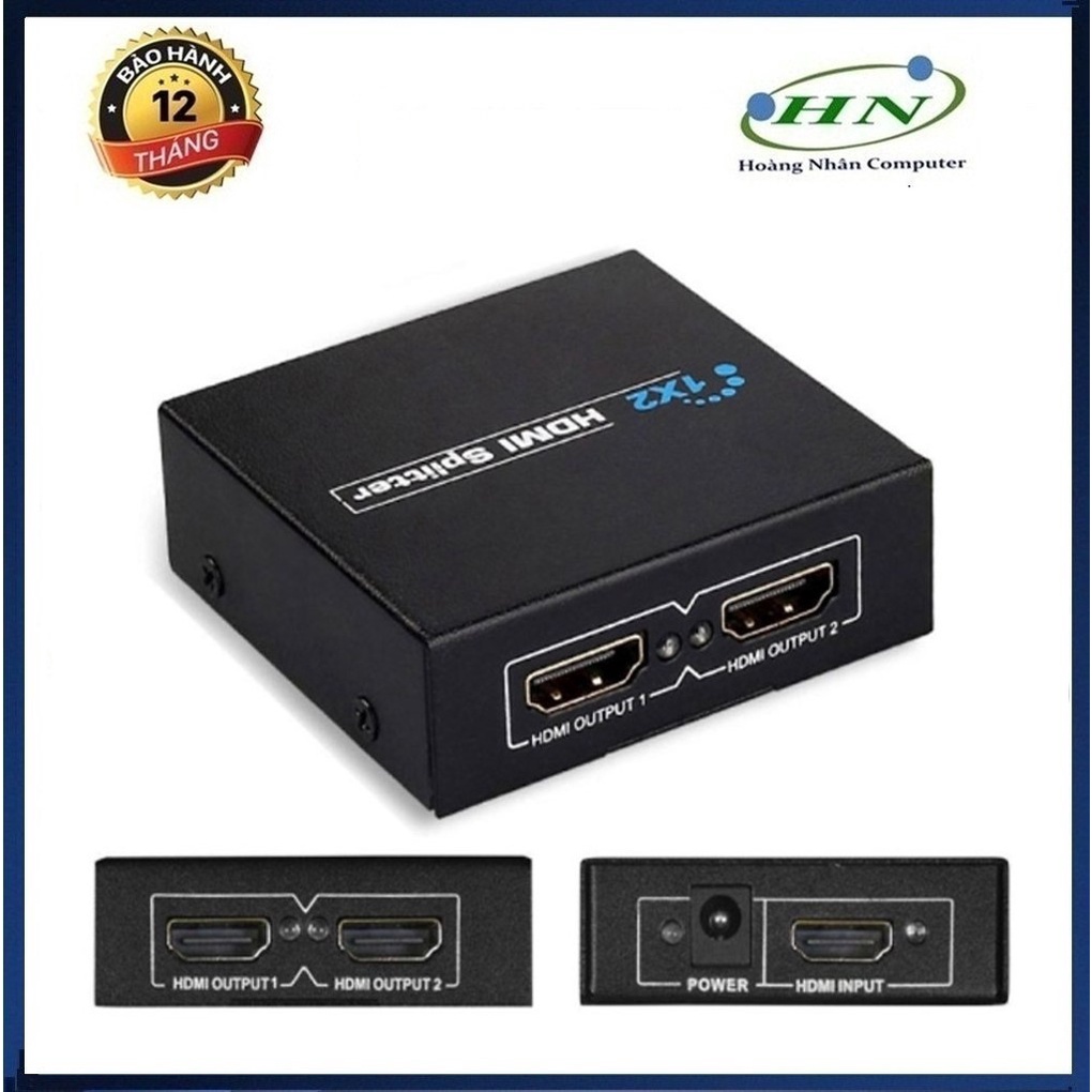 Bộ chia HDMI 1 ra 2 Full HD - Hub HDMI 2 Cổng Kèm Nguồn