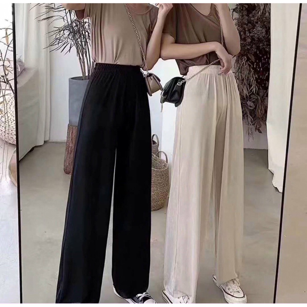  Quần tăm ống rộng Culottes, dáng ống suông chất mát