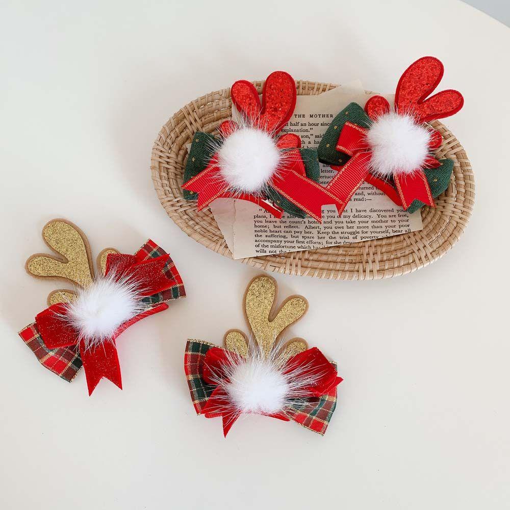 IVORY Phụ Kiện Kẹp Tóc Đính Nơ Phong Cách Giáng Sinh Đáng Yêu Dành Cho Bé Gái