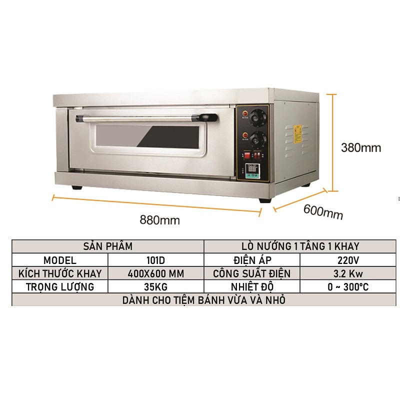 LÒ NƯỚNG SÀN 1 TẦNG 1 KHAY CÓ ĐỒNG HỒ HẸN GIỜ - OVEN1T1K