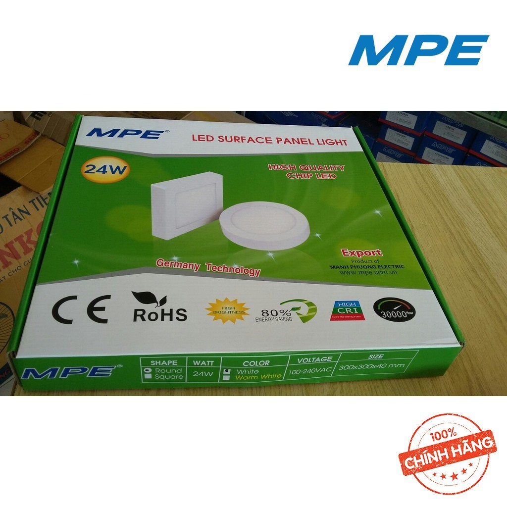 Đèn LED MPE Panel nổi series SRPL (Thân đèn tròn màu trắng) 12W/ 18W/ 24W – Ánh Sáng Trắng, Vàng