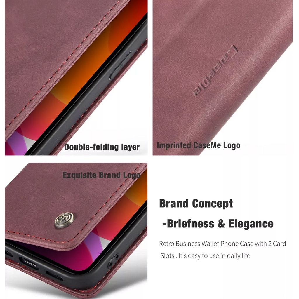 Bao da cho iPhone Xs Max Xr 5 6 6s 7 8 Plus chính hãng, Case điện thoại Caseme cao cấp dạng ví