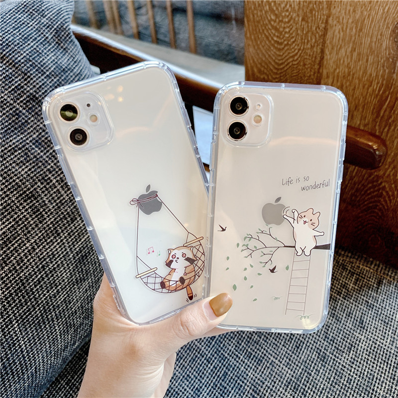 Ốp Điện Thoại Trong Suốt In Hình Mèo Dễ Thương Cho Iphone 12 I11 Pro Max Se2 Xr | BigBuy360 - bigbuy360.vn