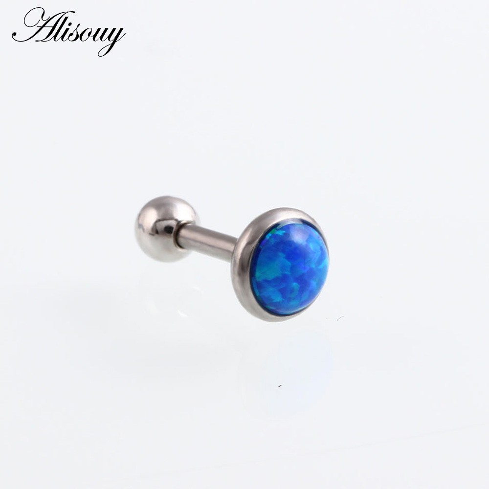 Alisouy 1 Khuyên Xỏ Cơ Thể Bằng Đá opal Thời Trang 3mm 4mm 5mm