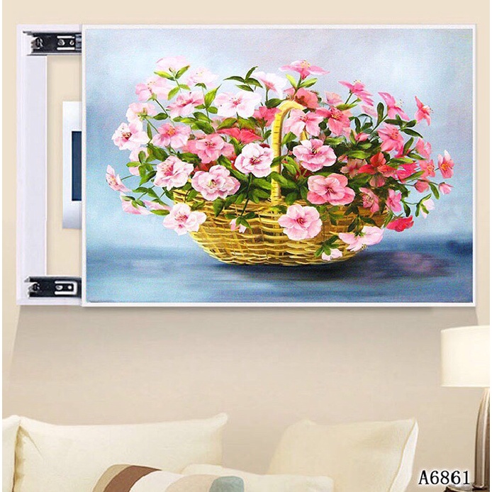 Tranh sơn dầu vẽ tay mẫu hoa đẹp treo phòng khách,cầu thang hay nhà ăn kèm khung đẹp.