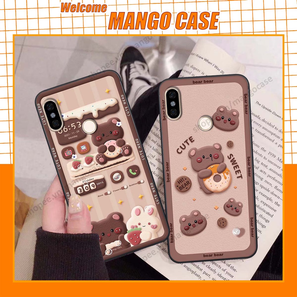 Ốp lưng Xiaomi Mi A2 hình gấu, thỏ, đồng hồ cute dễ thương
