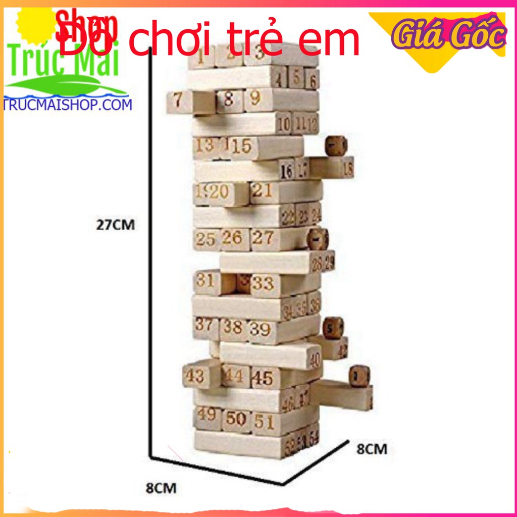 [Giá Xưởng] Đồ chơi Rút gỗ size lớn 28cm 54 miếng