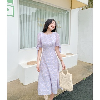 Đầm Salem - Đầm midi dài cổ tròn tay nơ
