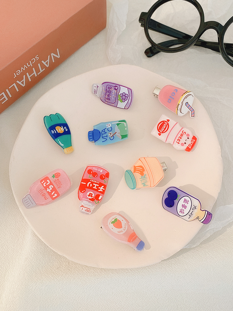 Kẹp tóc hình chai nước hoạt họa nhiều kiểu tùy chọn đáng yêu