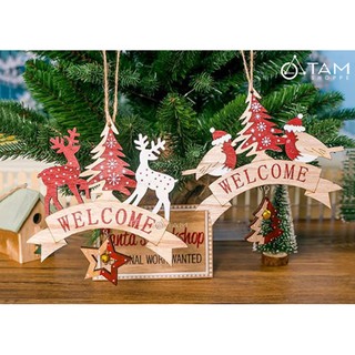[NOEL-GIÁNG SINH-CÓ HỎA TỐC] Bảng welcome treo cửa Noel gỗ X-BTRC-34