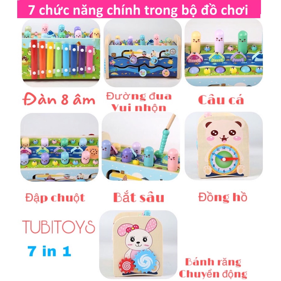 Bộ đập chuột 7in1 bằng gỗ ETOYS cao cấp đa chức năng mẫu mới nhất siêu đẹp