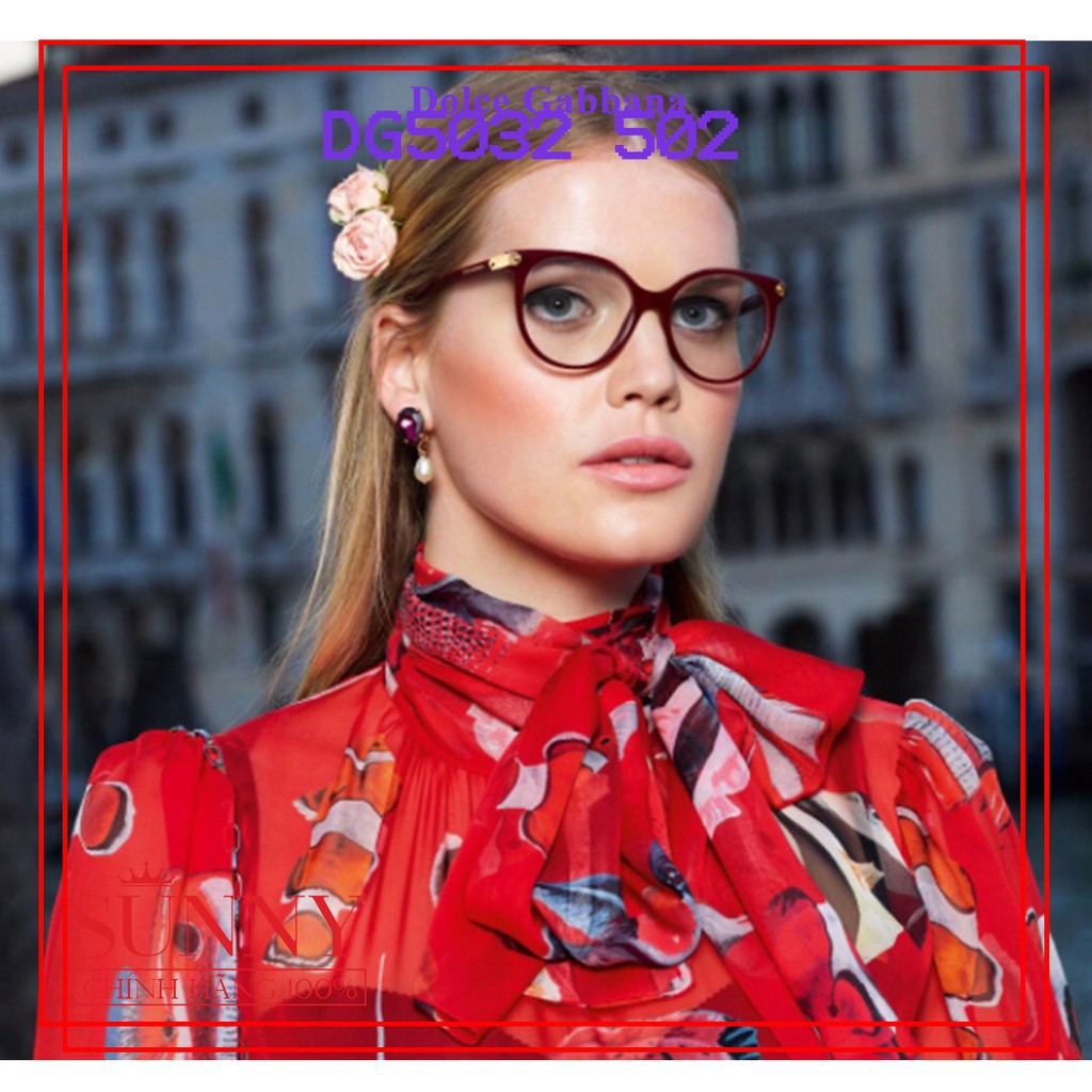 Gọng kính nam nữ chính hãng Dolce &amp; Gabbana DG5032 màu sắc thời trang, thiết kế dễ đeo bảo vệ mắt