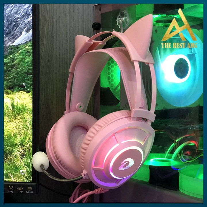 Tai Nghe Headphone Gaming Đèn LED 7 Màu RGB Có Mic DAREU EH469 7.1 Màu Hồng Tai Nghe Nhạc Máy Vi Tính PC Laptop Có Dây