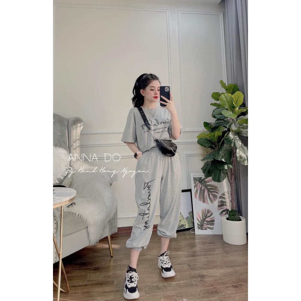 [ 𝐅𝐑𝐄𝐄 𝐒𝐇𝐈𝐏 ] Set croptop thể thao thụng chữ dây rút