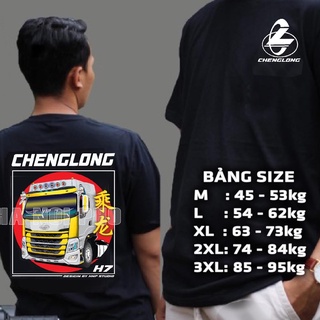 Áo thun xe tải Chenglong H7, Áo xe tải chất cotton mát, Logo Đẹp chống nhiễm màu, Áo thun mát