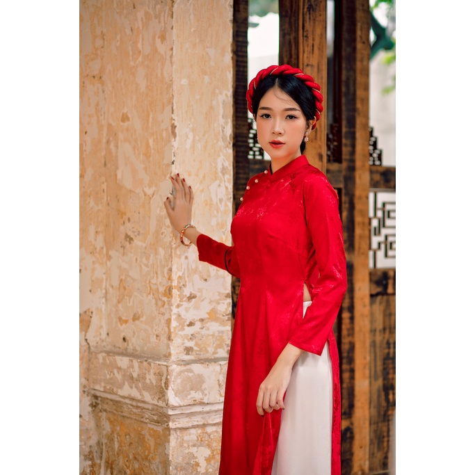 Sumire Store Áo dài Truyền thống Gấm Khuê Gia - Đỏ