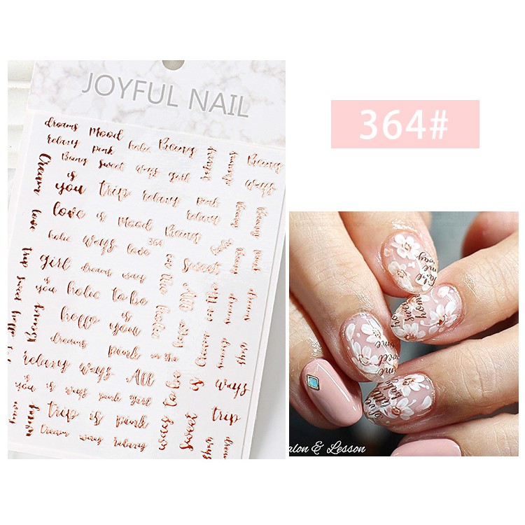 Miếng dán móng chống thấm nước họa tiết hoa hồng / chữ cái tiếng anh / hình học tự dính có thể làm thủ công