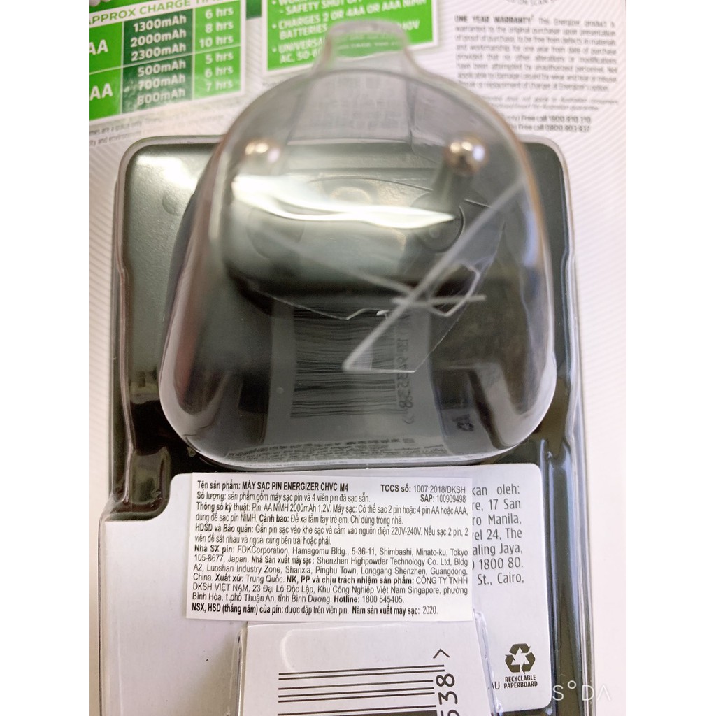 Bộ máy Sạc Pin AA- AAA ENERGIZER kèm 4 viên pin sạc AA 2000 mAh DKSH