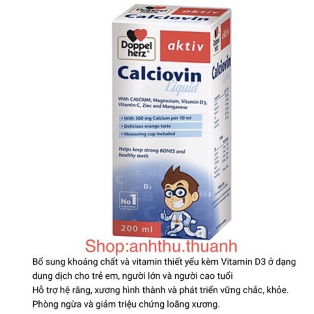 Doppelherz Aktiv Calciovin Liquid (200 ml) Trẻ em trong thời kỳ phát triển 3 tuổi trở lên ít tiếp xú