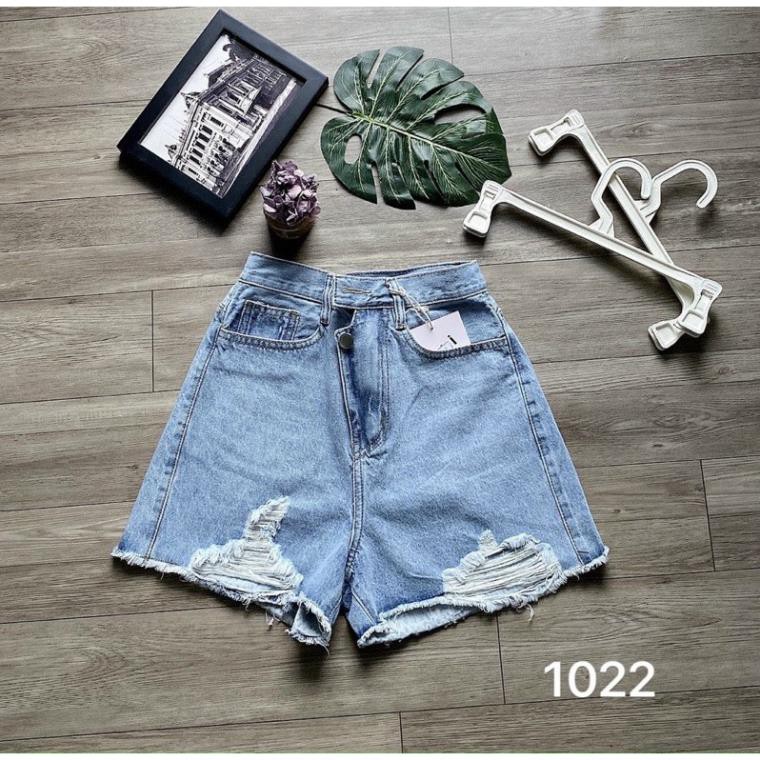 Quần short jean nữ rách size từ 40kg đến size đai 75kg mẫu rách quần short lưng cao hàng VNXK MS1022 - 2KJean ་