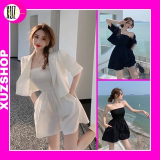 S3 set jum cúp ngực liền quần và áo khoác vest chất đẹp