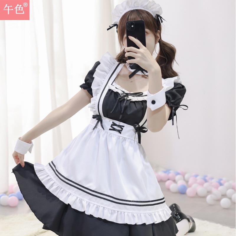❀Bộ Đồ Hóa Trang Cô Hầu Gái Lolita Màu Trắng Đen Dễ Thương | BigBuy360 - bigbuy360.vn
