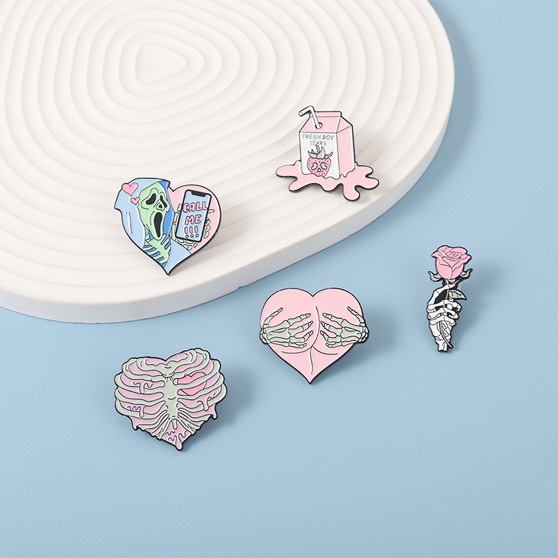 Ghim Cài Áo Hình Bàn Tay Xương Màu Hồng Sữa Thời Trang