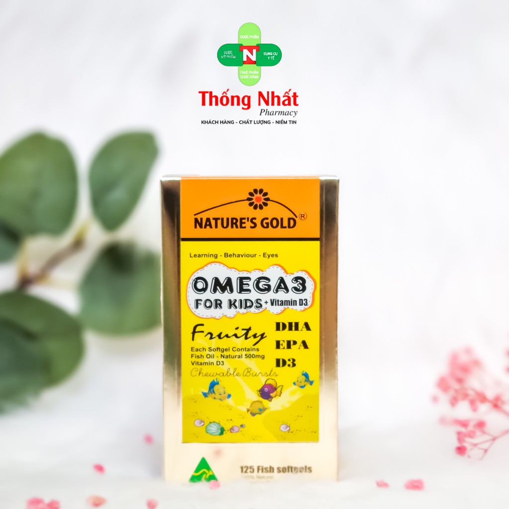 Viên uống dầu cá Omega 3 cho trẻ cao khỏe thông minh Natures Gold Omega 3 For Kids hộp 125 viên