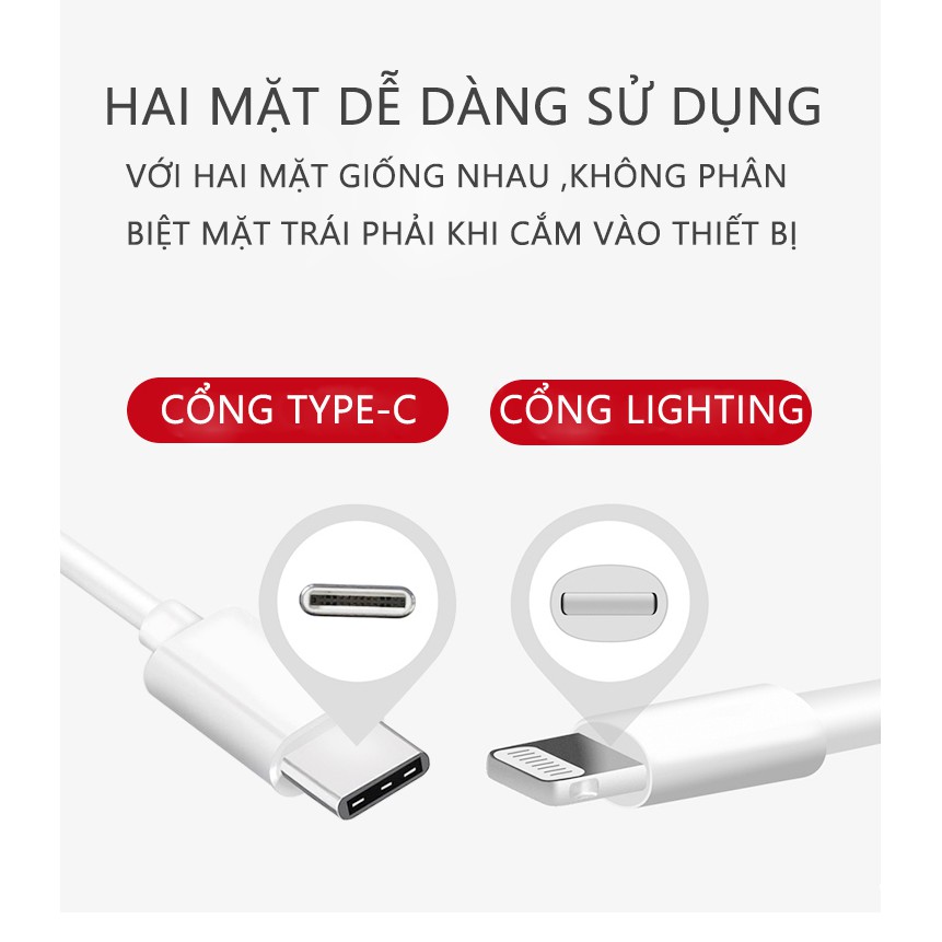 Bộ củ sạc nhanh 18w mới cổng type-c ra lighting cho dòng điện thoại ip8/8plus/x/xs/xsmax/11/11pro/11promax