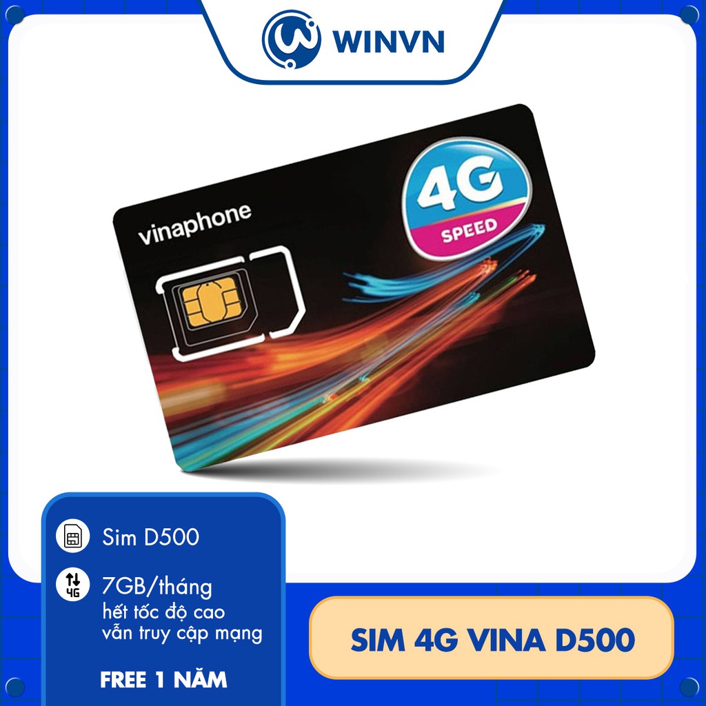 Sim 4G Vina D500 trọn gói 1 năm không nạp tiền - Gói 5,6GB/tháng mạng 4G Vinaphone miễn phí trong 12 tháng
