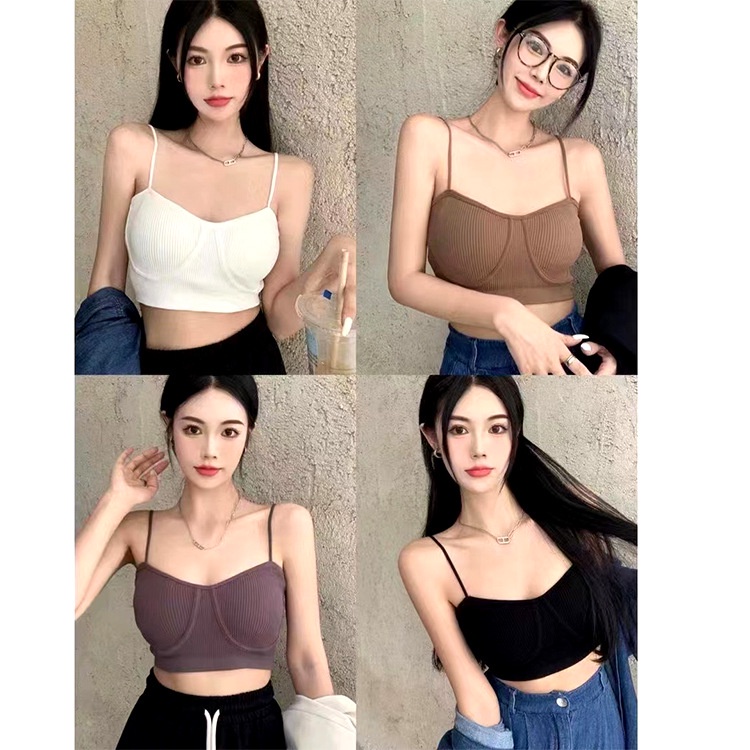 Áo Ngực Bra Hai Dây Chất Cotton Gân Tăm Viền Nổi Sexy DAN L&U 1821