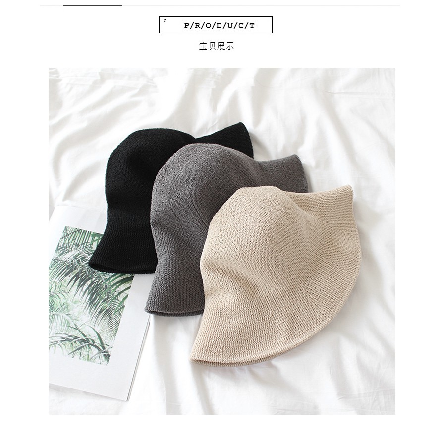 Mũ rộng vành cotton vải lanh phong cách Nhật Bản thời trang dành cho nữ