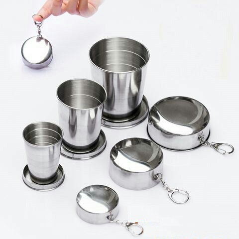 Cốc inox gấp gọn đa năng bỏ túi tiện dụng, sử dụng trong lớp học, trường mầm non, văn phòng,ly uống nước du lịch