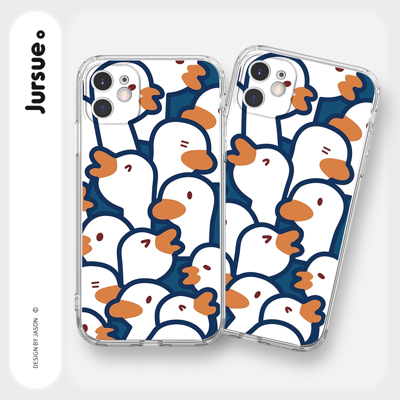 Ốp lưng JURSUE hoạt hình cặp đôi dễ thương đẹp cho iPhone 13 12 11 Pro Max SE 2020 X XR XS ip 8 7 6 6S Plus kute Y117