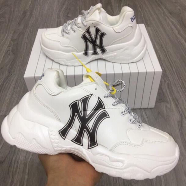 Giày mlb trắng chữ ny đen, giày thể thao tăng chiều cao đế liền siêu nhẹ êm chân , full box bill bản đẹp 2022