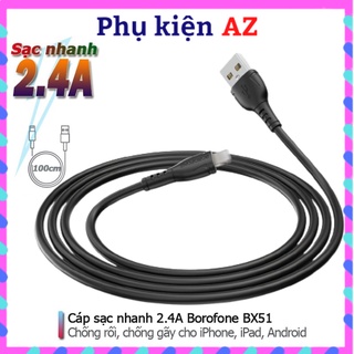 Cáp sạc nhanh 2.4a borofone bx51 1m chống rối dây truyền tải dữ liệu - phụ kiện az
