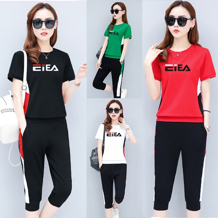 [Cao cấp] Bộ đồ thể thao nữ EIEA lửng cotton TT417 [HÀNG CHUẨN SHOP]