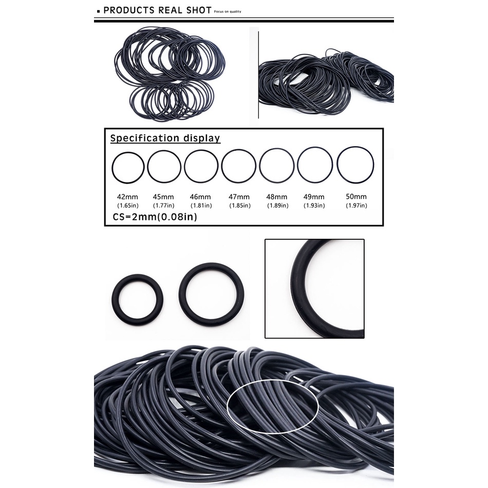 Set 10 Vòng Đệm Cao Su 2mm OD52 / 54 / 55 / 56 / 60 / 62 / 65 / 70 / 75 / 80 / 85 / 90 / 92 / 95 / 100 * 2mm