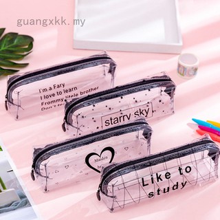 Túi (Hộp) đựng bút trong suốt có in chữ đơn giản