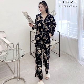 Bộ pijama lụa hidro dài tay mềm mịn hàng thiết kế
