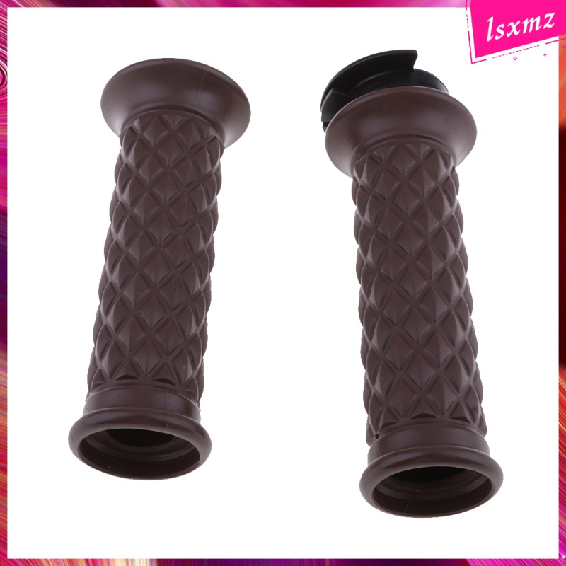  Brown Durable Rubber Cafe Racer Style Hand Grips 7/8\'\' (22mm) Diamond Pattern
