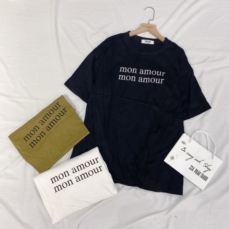 Áo Thun Mon Amour AH74 Mác 3158 Form To Rộng Unisex Hàng Quảng Châu Loại 1